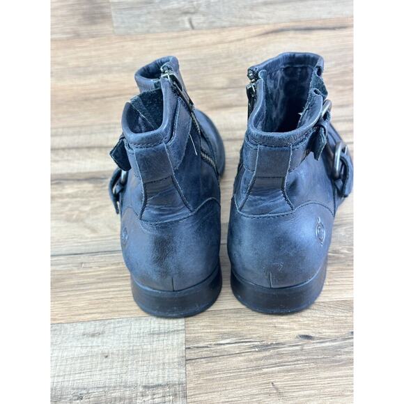 Born Black Leather Zip Ankle Boots Women's Size 6.5 Style D04100 - Picture 4 of 8